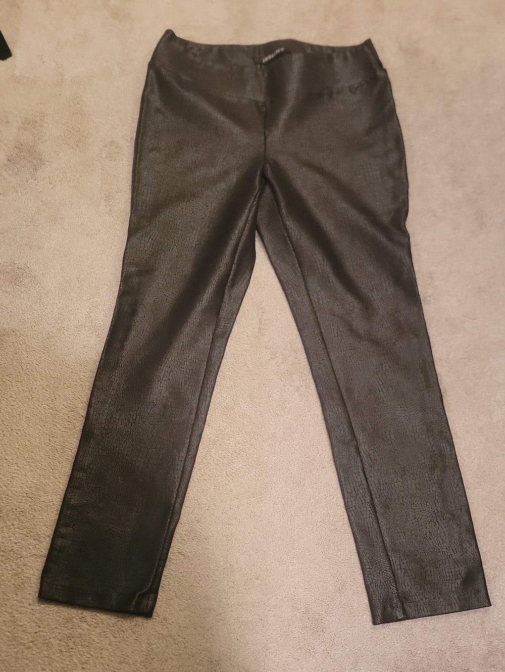 Insight Black Faux Leather High-Waist Pants Snakeskin Embossed Sz 8